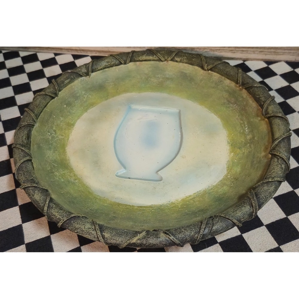 WMG 2003 Decorative Resin Bowl Rustic Green Cream Urn Silhouette‎ 12
